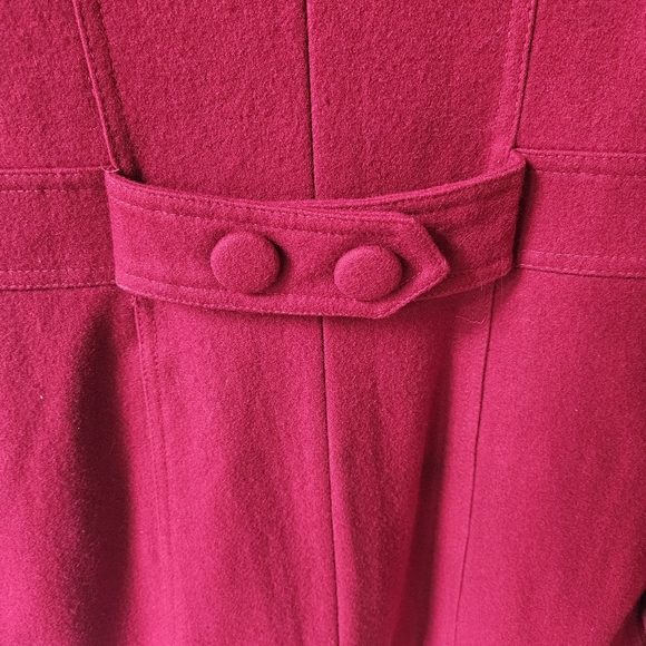 Hydraulic Vintage Cut Ruby Wool Pea Coat - Picture 9 of 10
